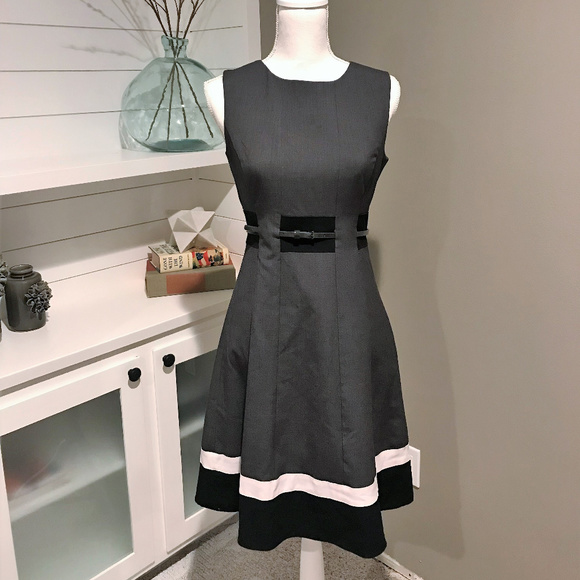 Calvin Klein Dresses & Skirts - Calvin Klein Belted Fit & Flare Color Block Dress